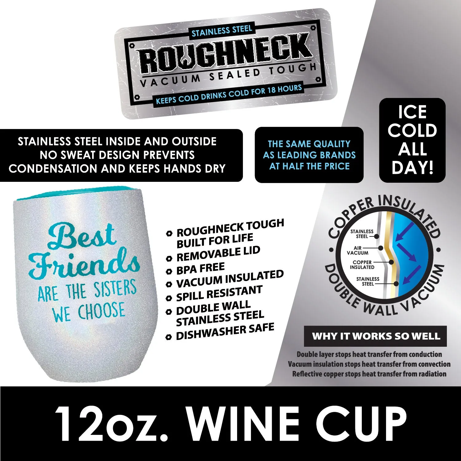 12 oz Insulated Wine Cup - 6 Pieces Per Retail Ready Display 23159