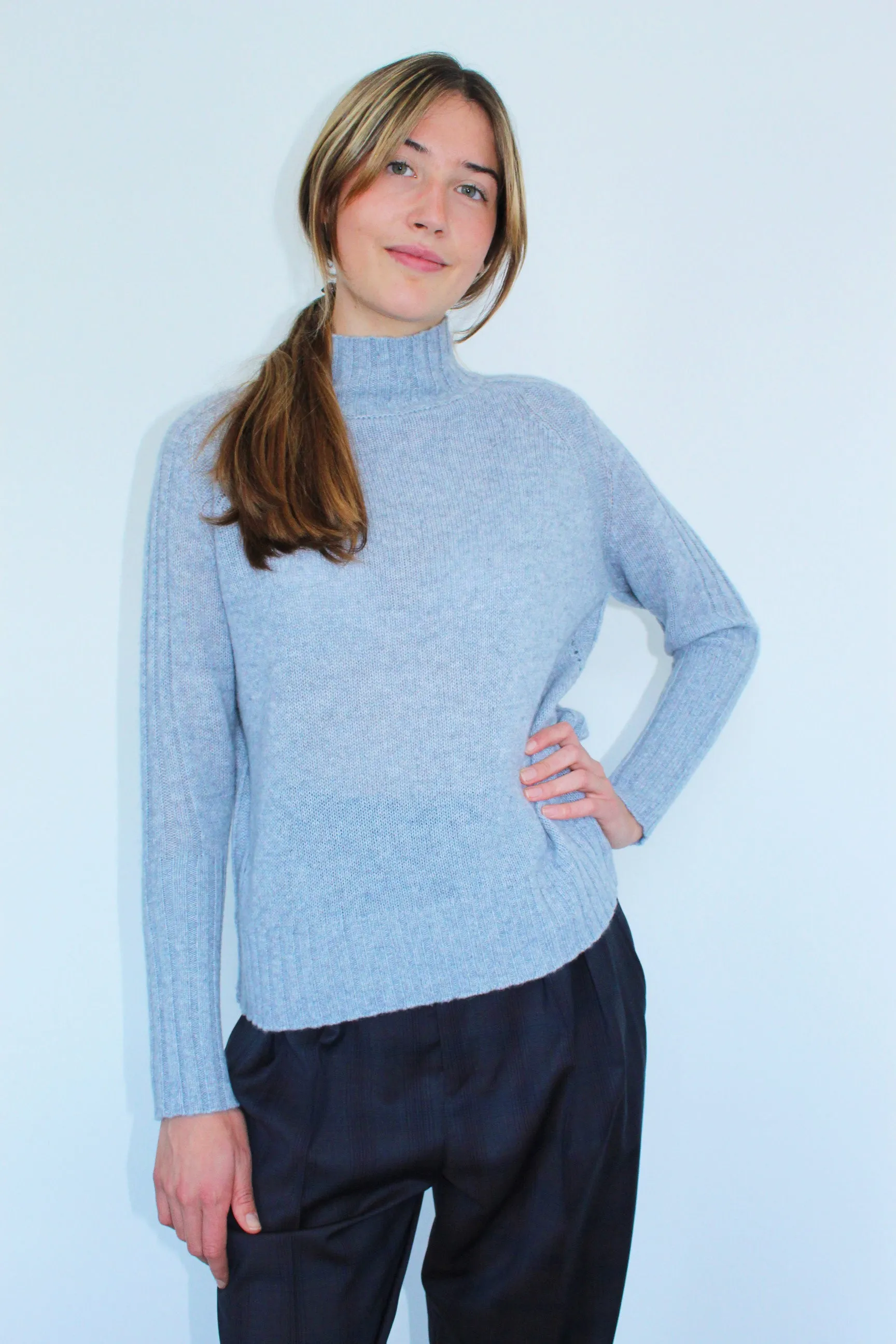 360 Annalee Turtleneck Knit in Light Grey