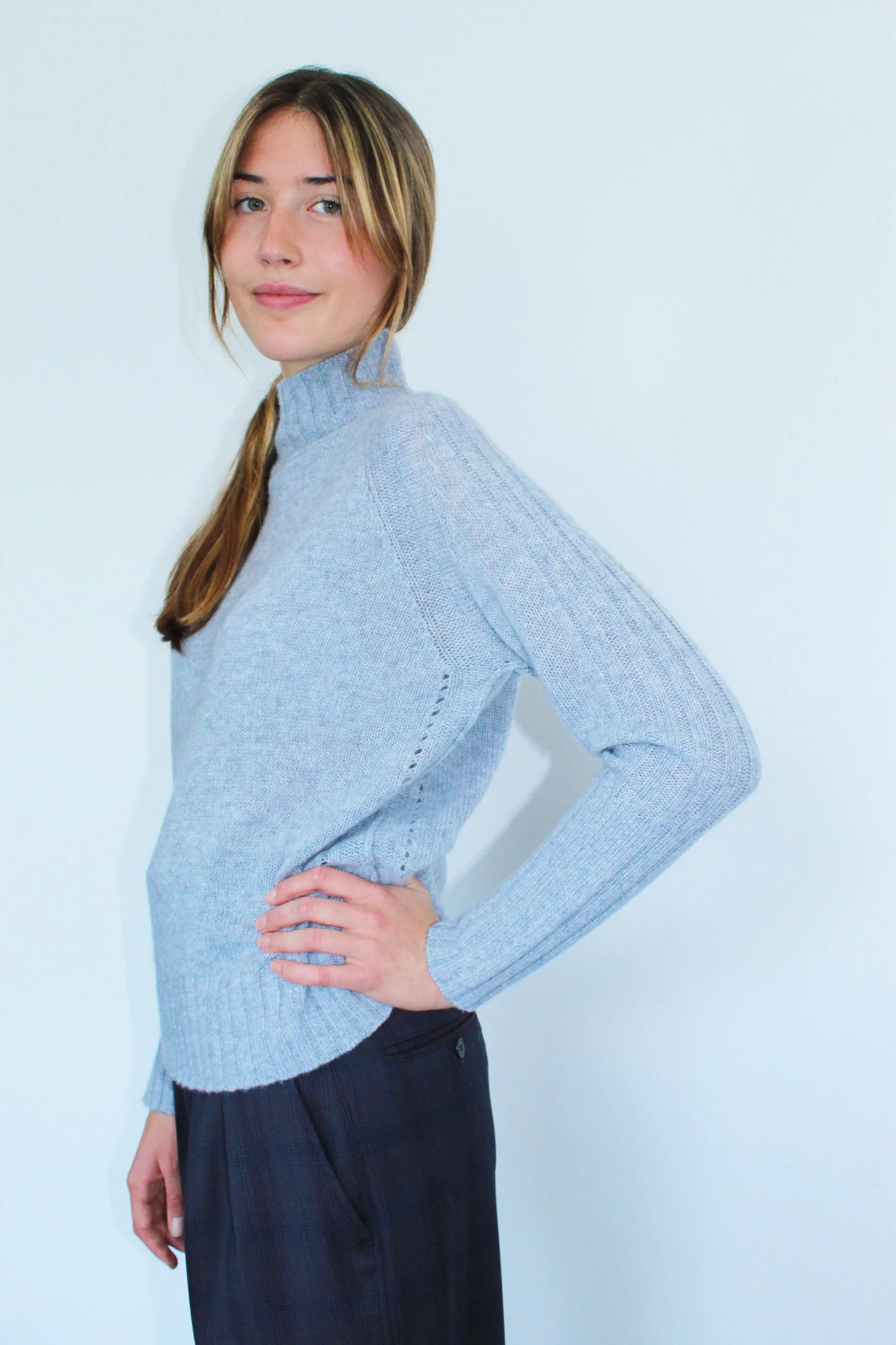 360 Annalee Turtleneck Knit in Light Grey