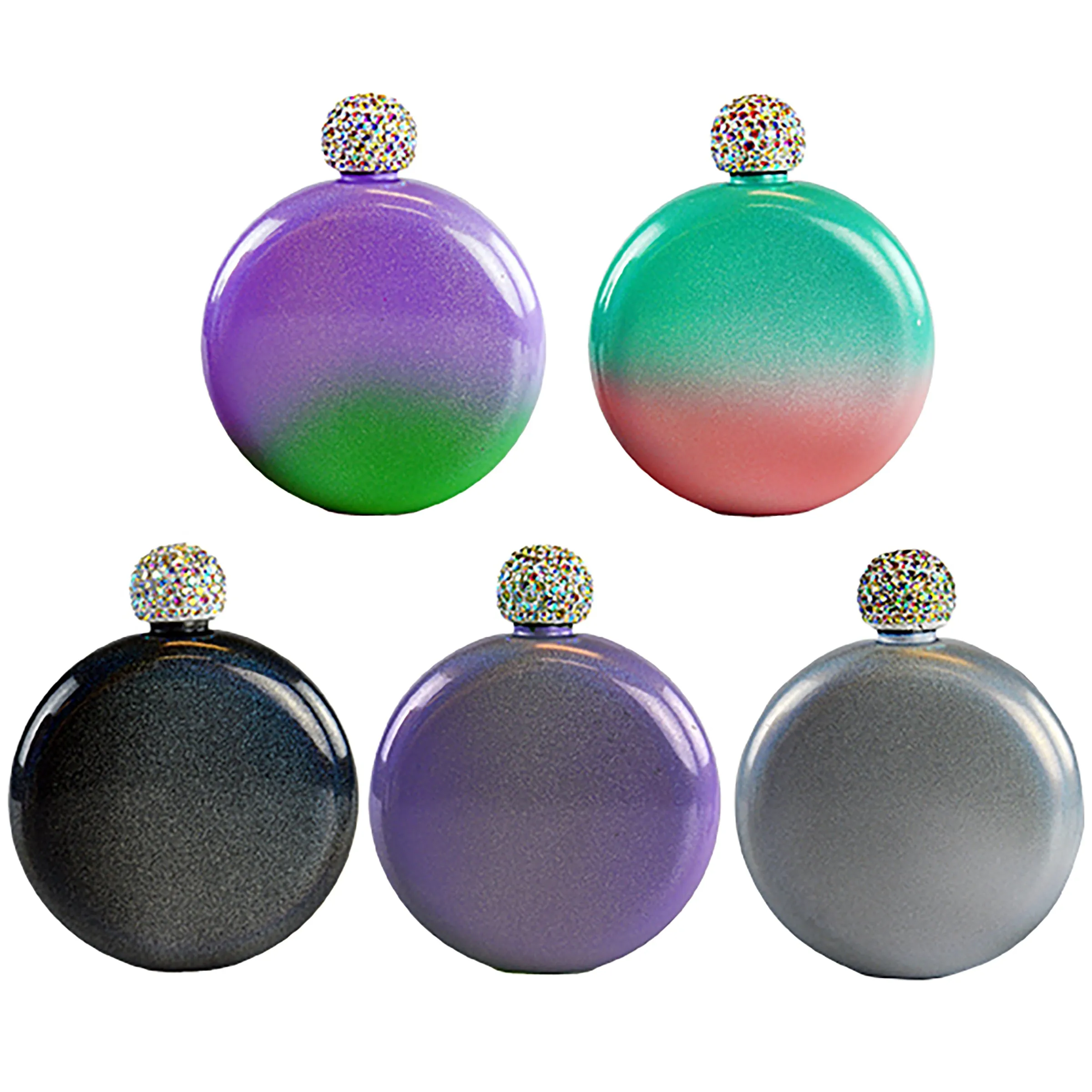 5 oz Stainless-Steel Round Flask with Sparkle Lid - 6 Pieces Per Retail Ready Display 22772