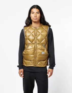 And Wander Diamond Stitch Down Vest - Camel Brown