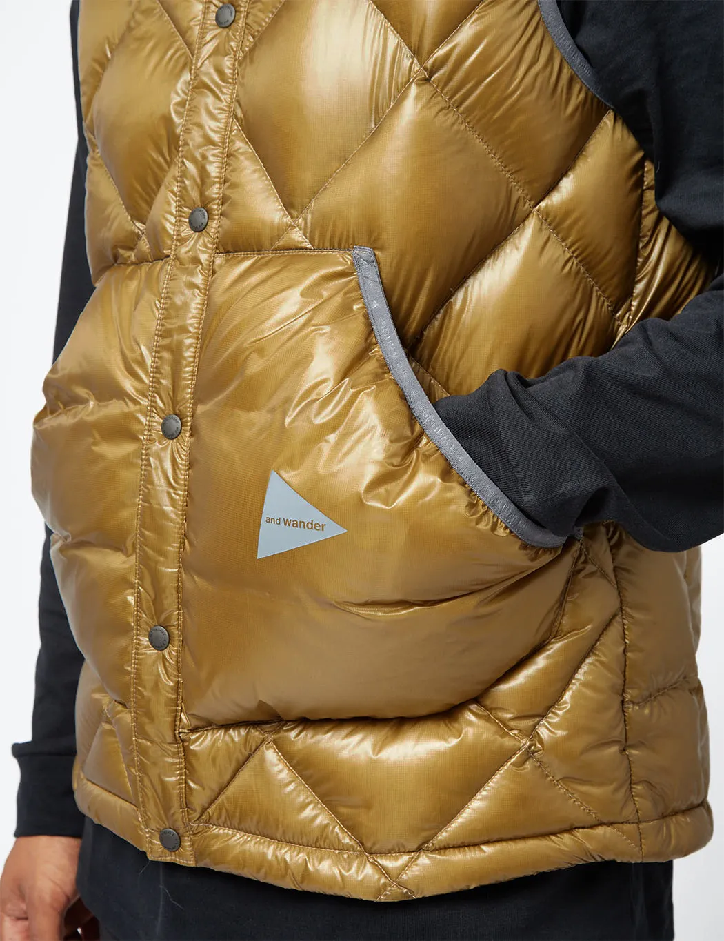 And Wander Diamond Stitch Down Vest - Camel Brown