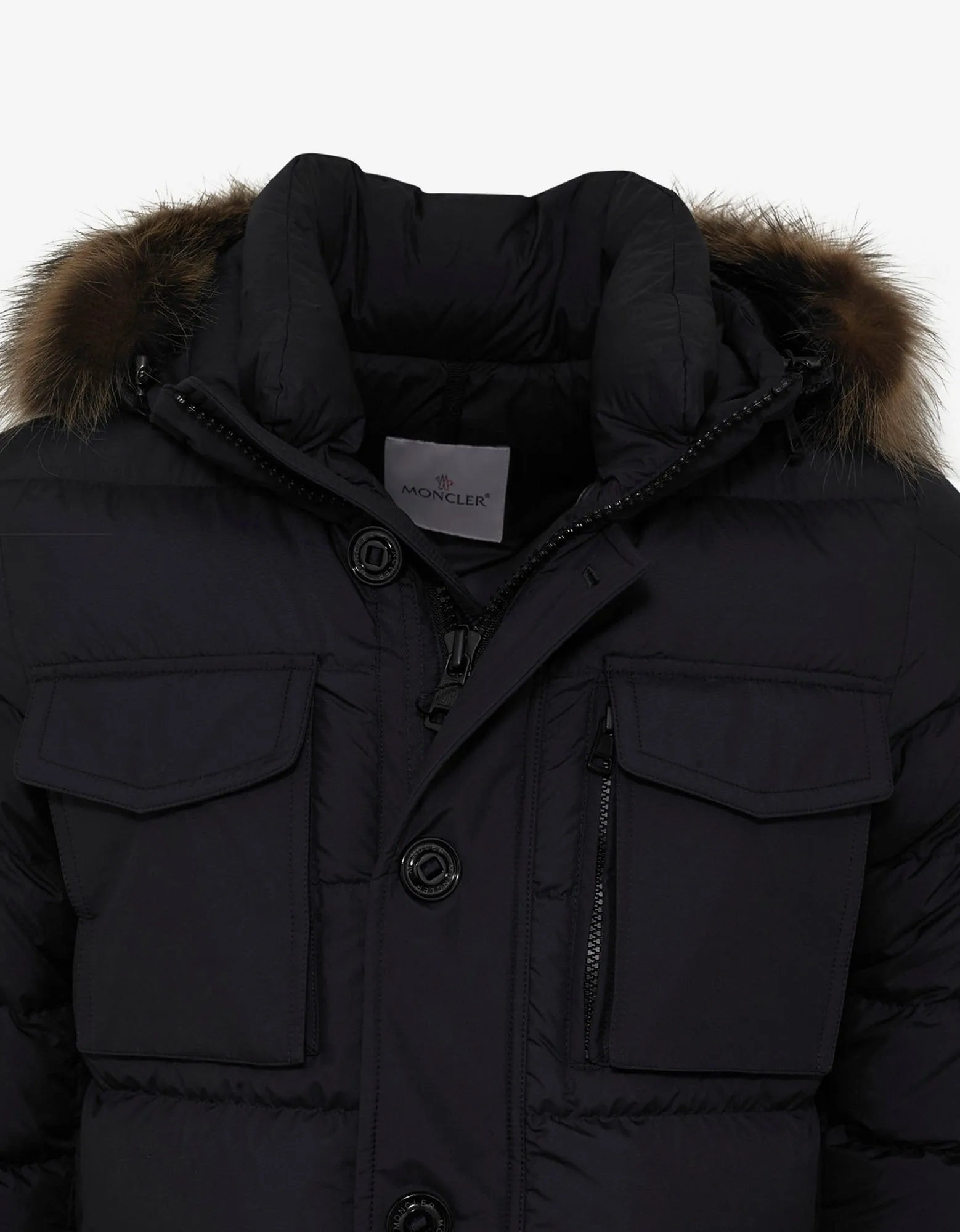 Augert Navy Blue Fur Trim Down Jacket