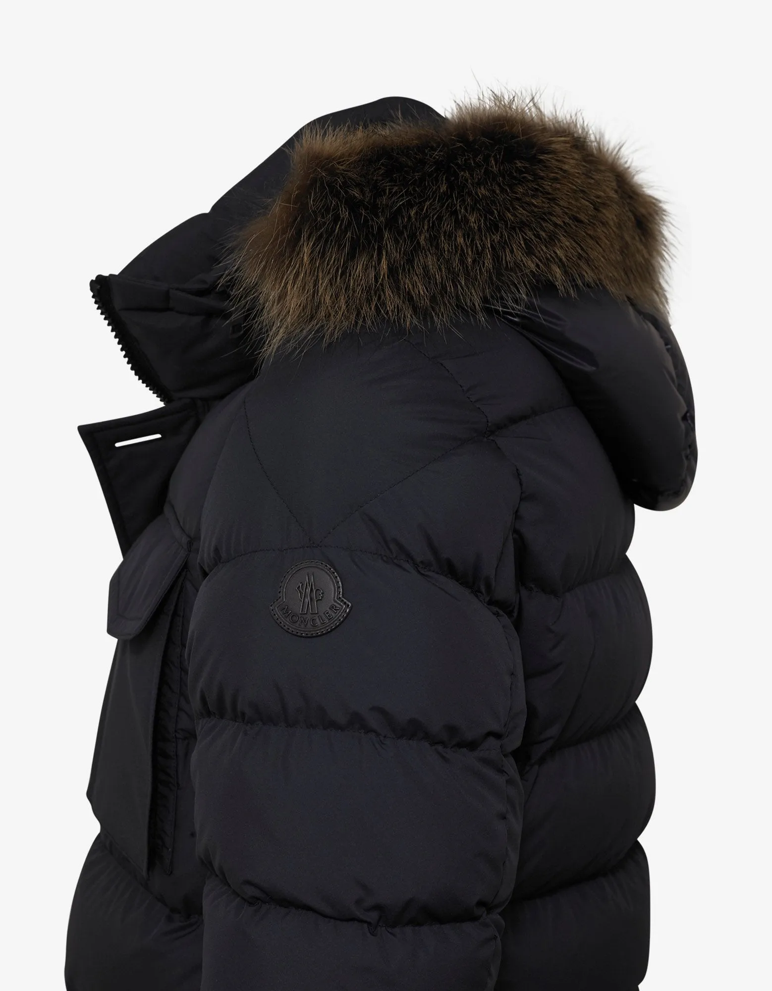 Augert Navy Blue Fur Trim Down Jacket