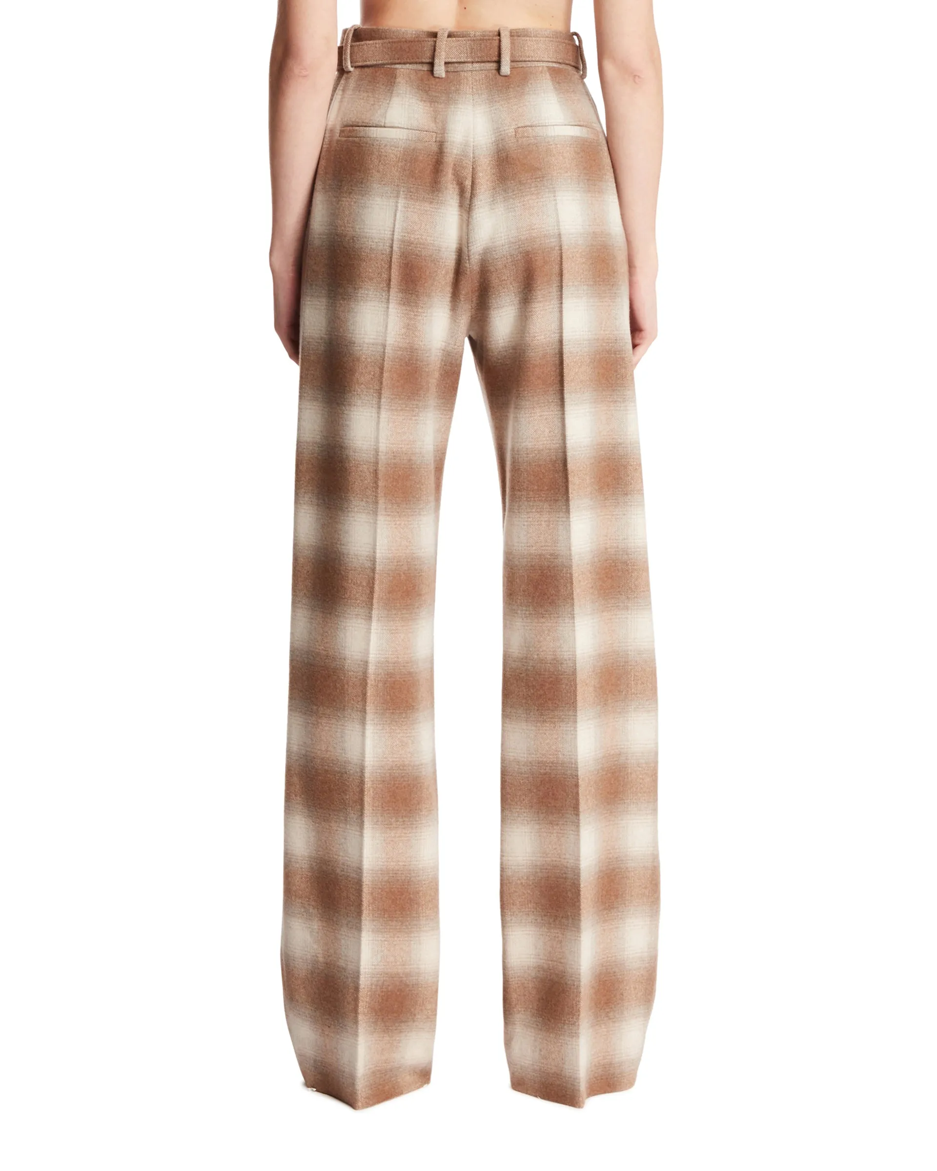 Beige Check Cashmere Trousers