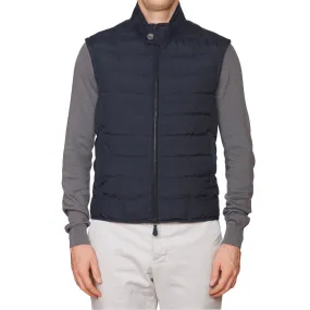 BERLUTI Paris Dark Blue Polyamide Puffer Vest with Calfskin Leather Trim R50 NEW M