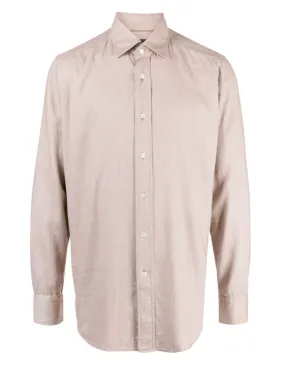 BOSS mélange-effect spread-collar shirt