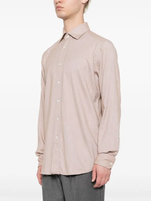 BOSS mélange-effect spread-collar shirt