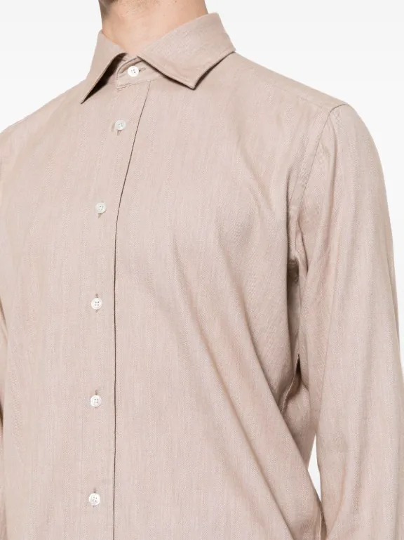 BOSS mélange-effect spread-collar shirt