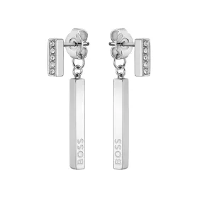 BOSS Saya Split Drop Steel & CZ Ladies  Earrings