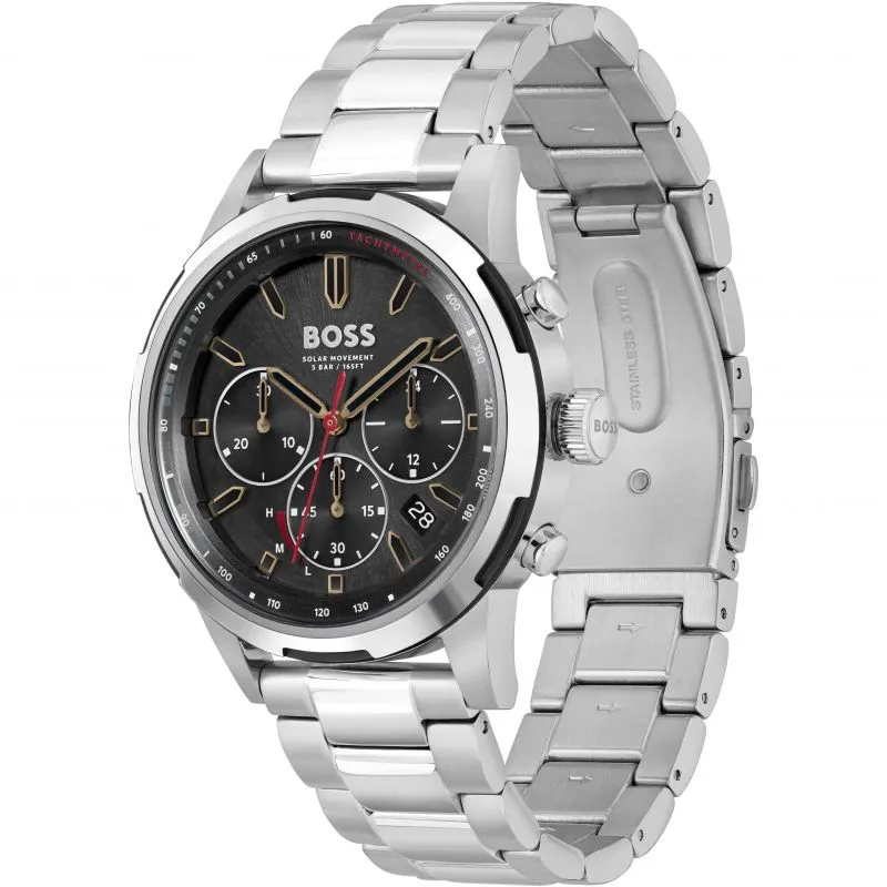 BOSS Solgrade 44mm Recycled Stainless Steel Black Solar Men's Watch