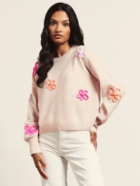 Brodie Cashmere Flower Pop Crew Cherry Blossom/Barbie Pink Multi