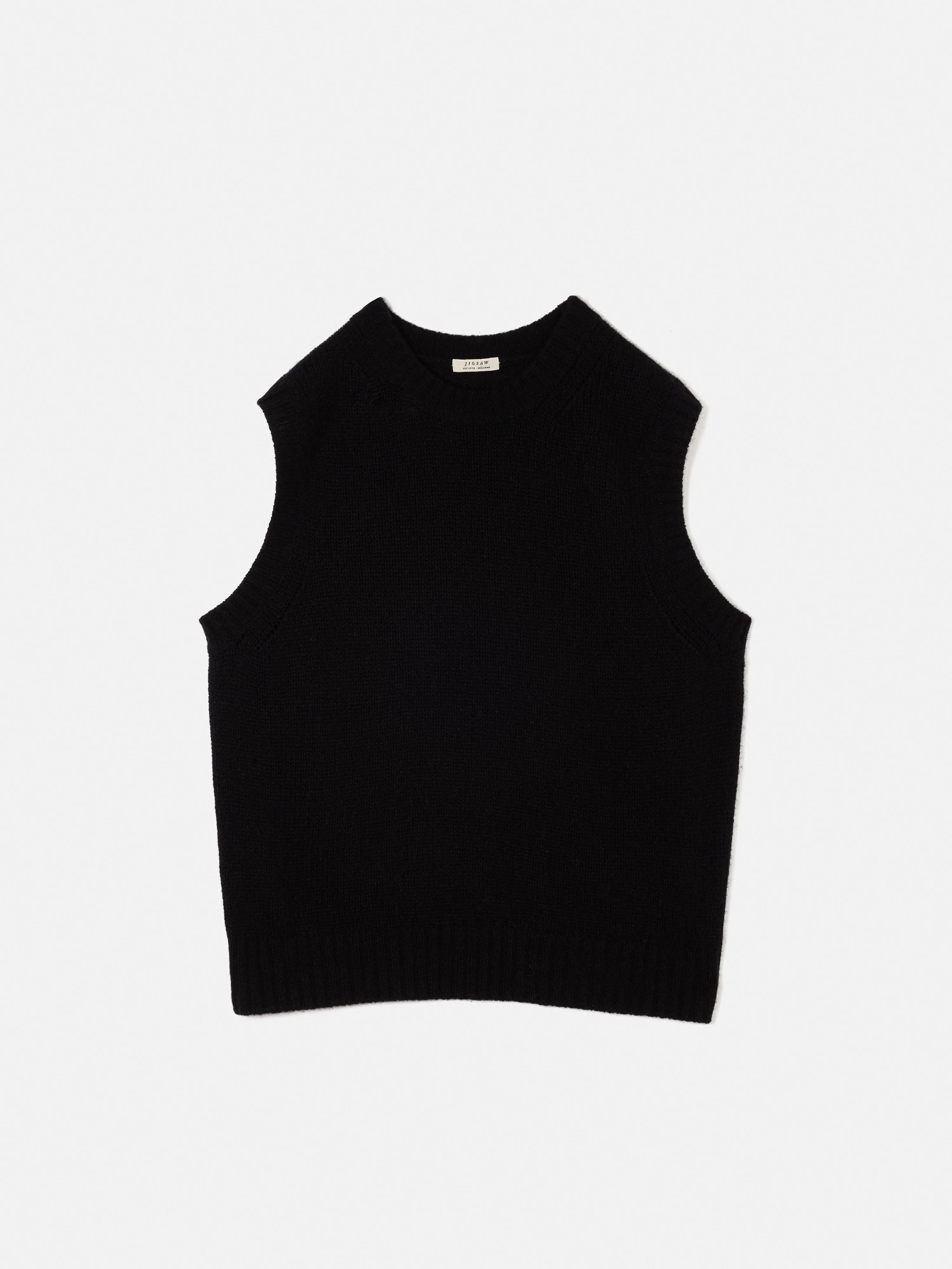 Cashmere Crew Neck Tank | Black