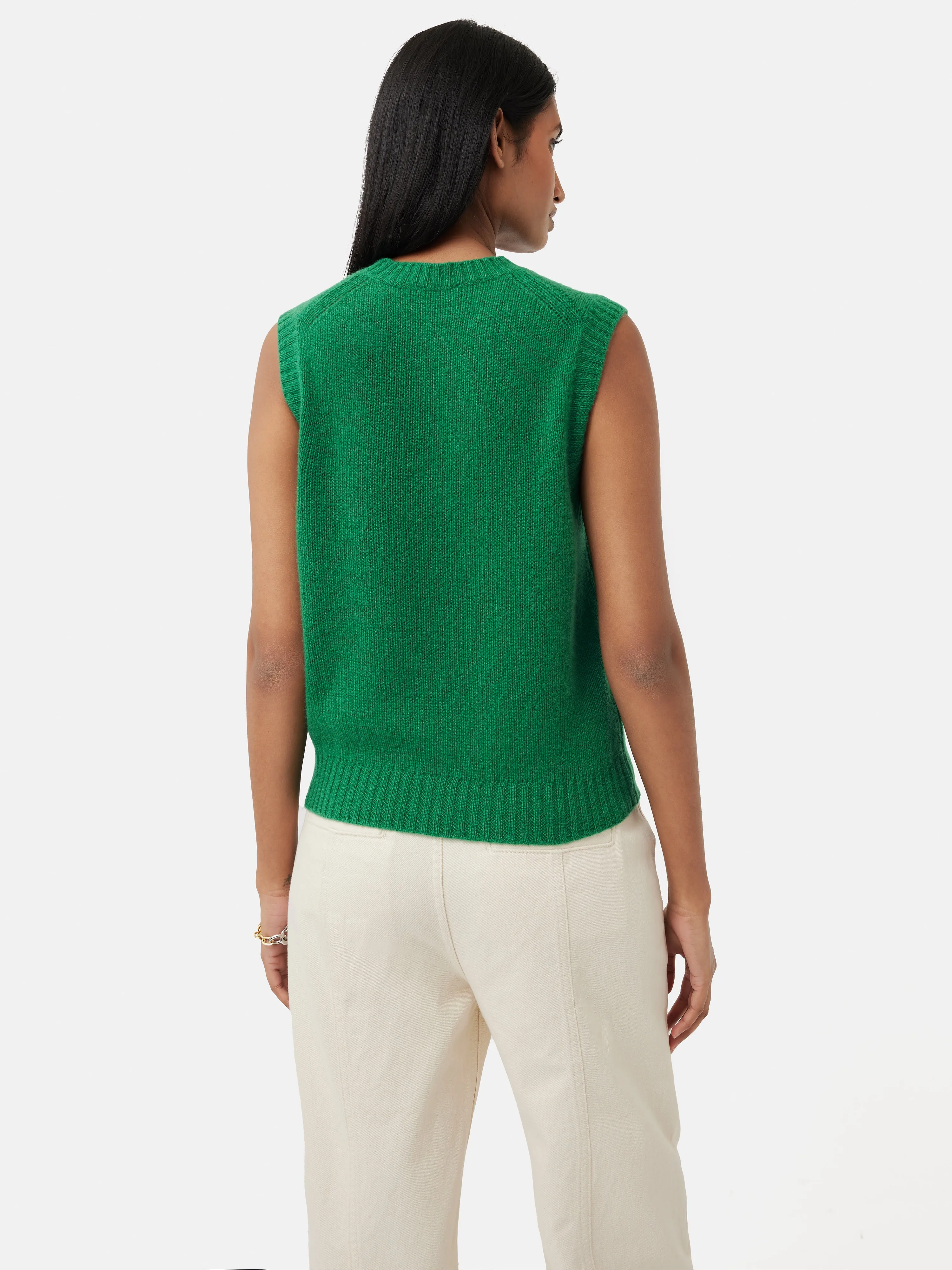 Cashmere Crew Neck Tank | Green