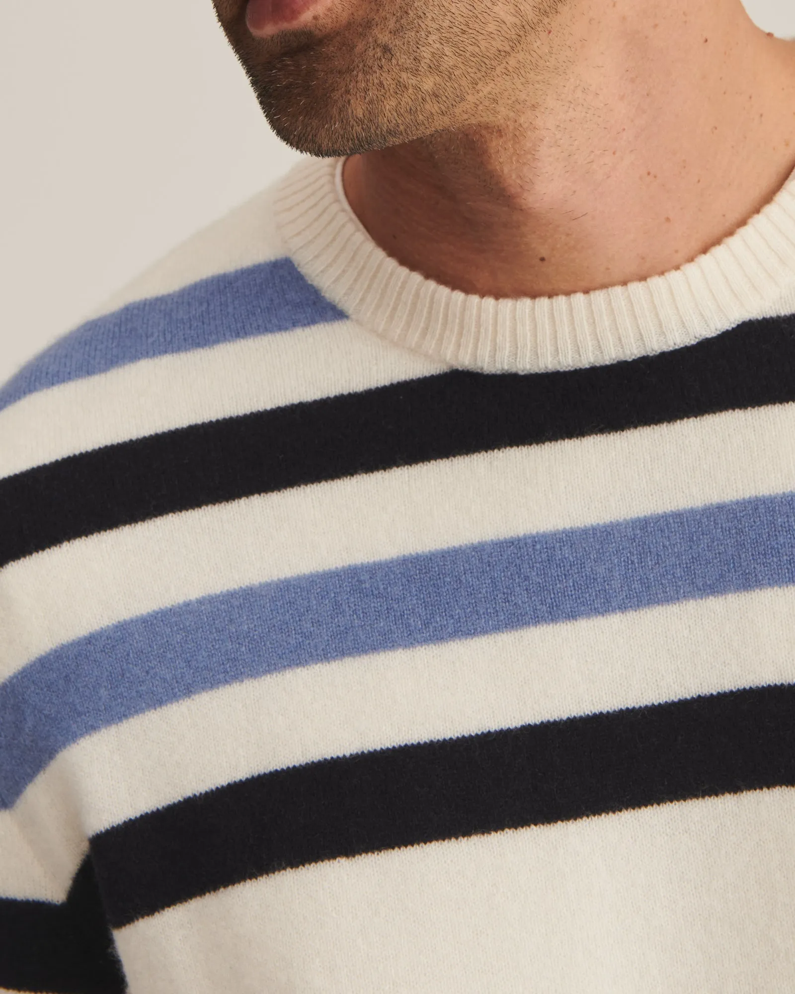 Cashmere Striped Crewneck Sweater