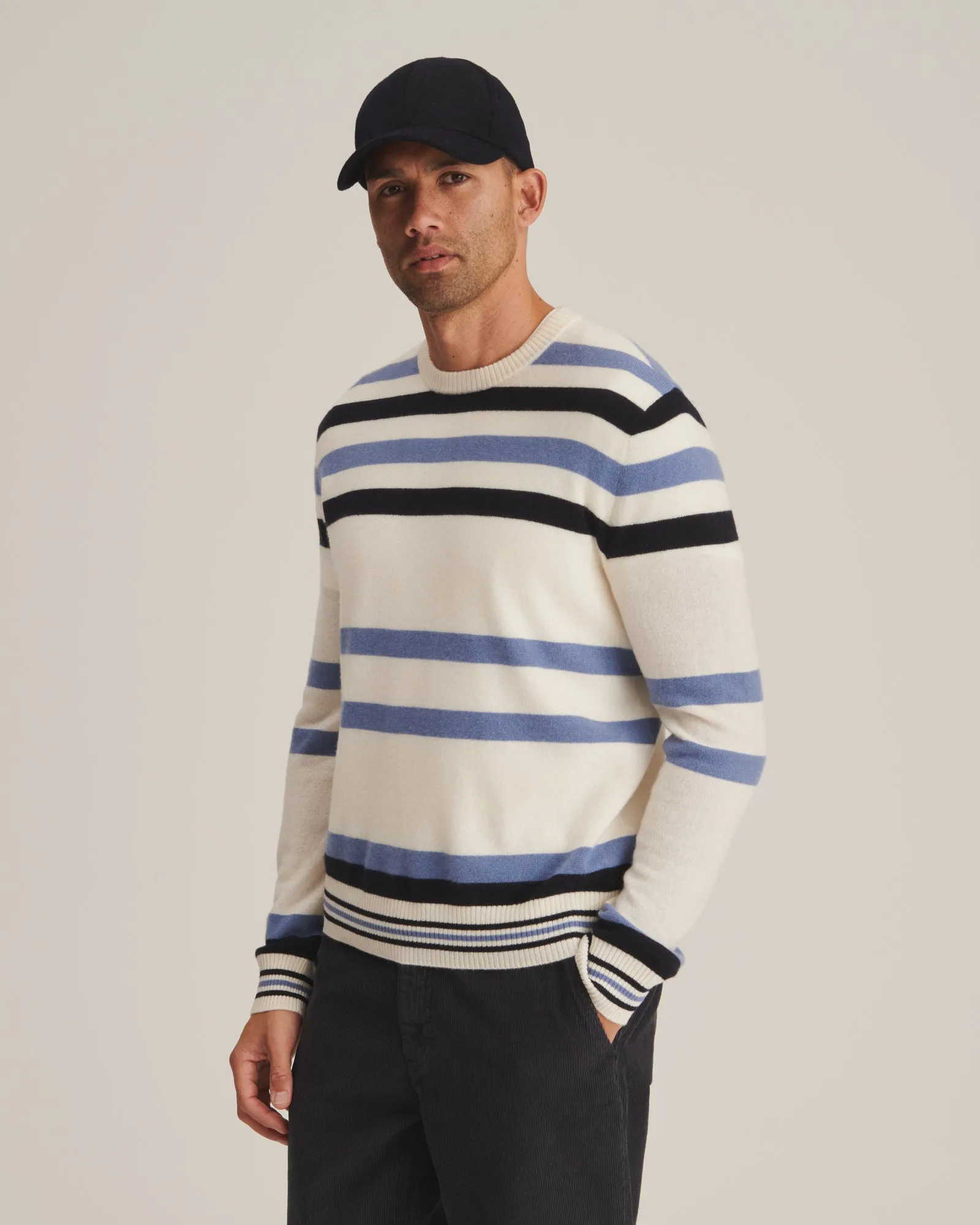 Cashmere Striped Crewneck Sweater