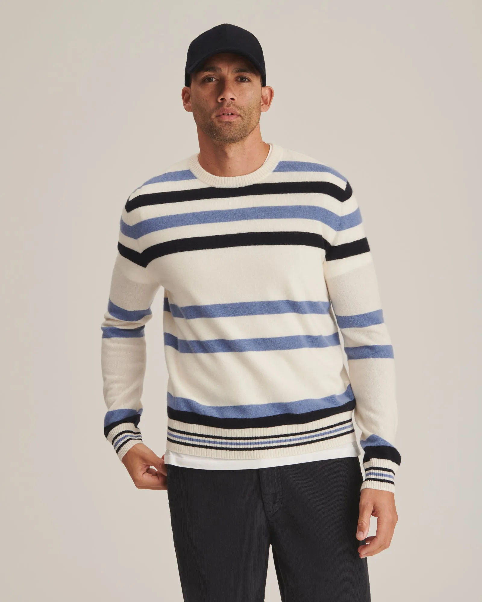 Cashmere Striped Crewneck Sweater