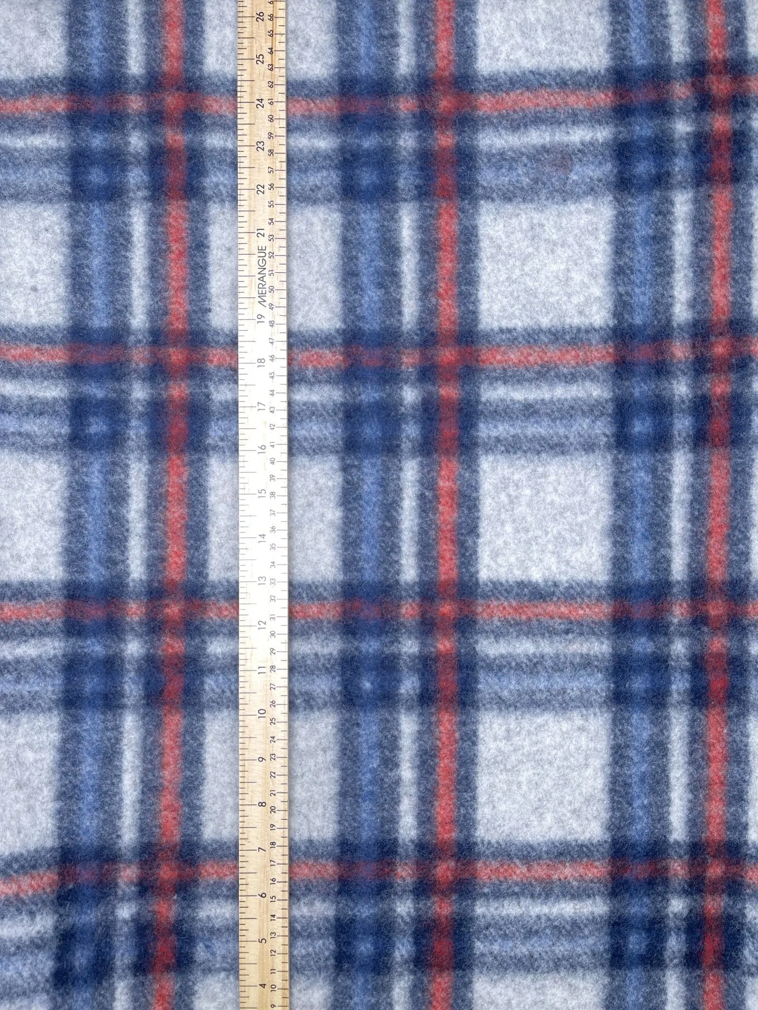 Designer Printed Wool Blue plaid Fabric