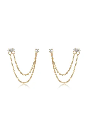 Double Piercing Chain Dangle Earrings