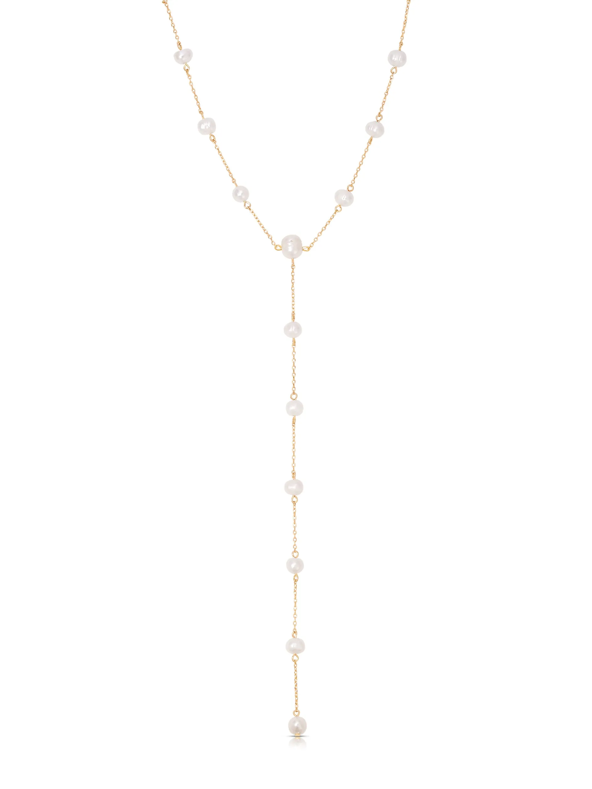 Dripping Pearl Lariat Necklace