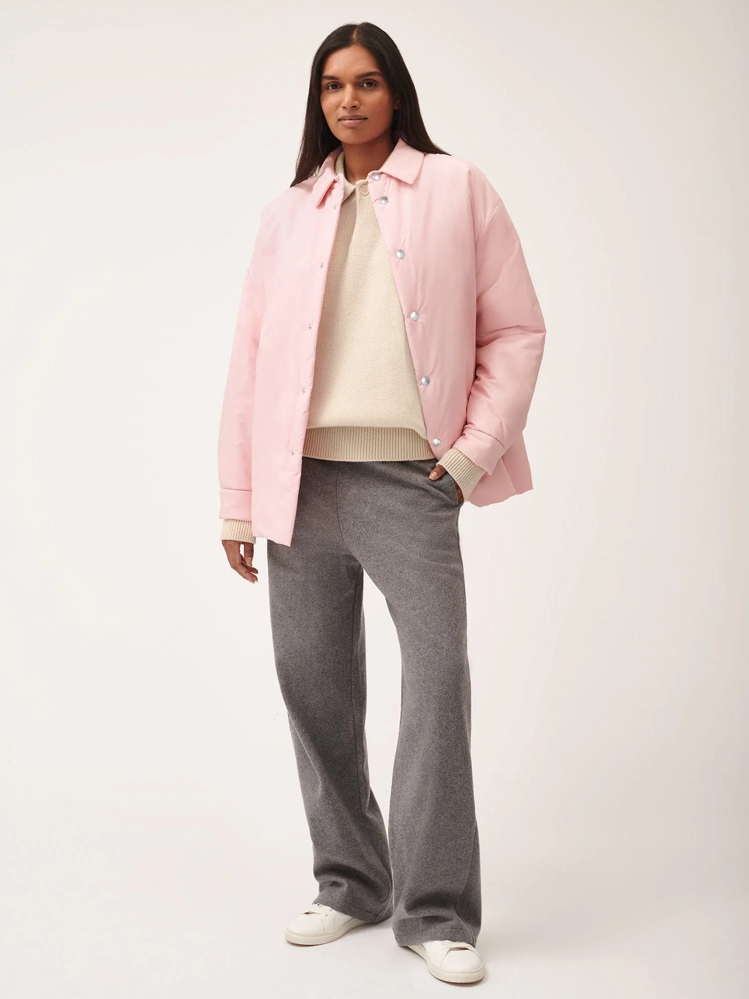 Flower-Warmth Padded Overshirt—Magnolia Pink