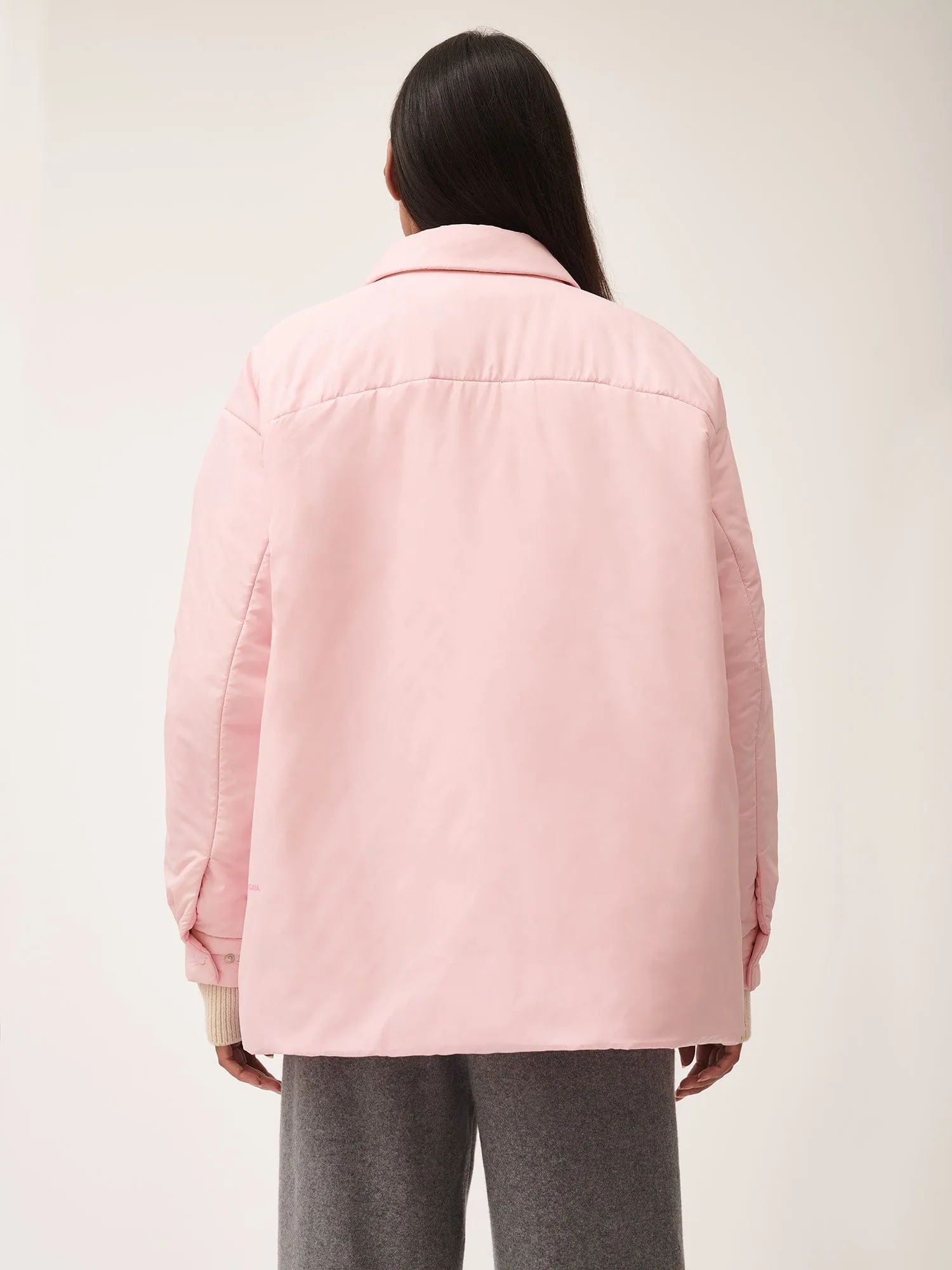 Flower-Warmth Padded Overshirt—Magnolia Pink