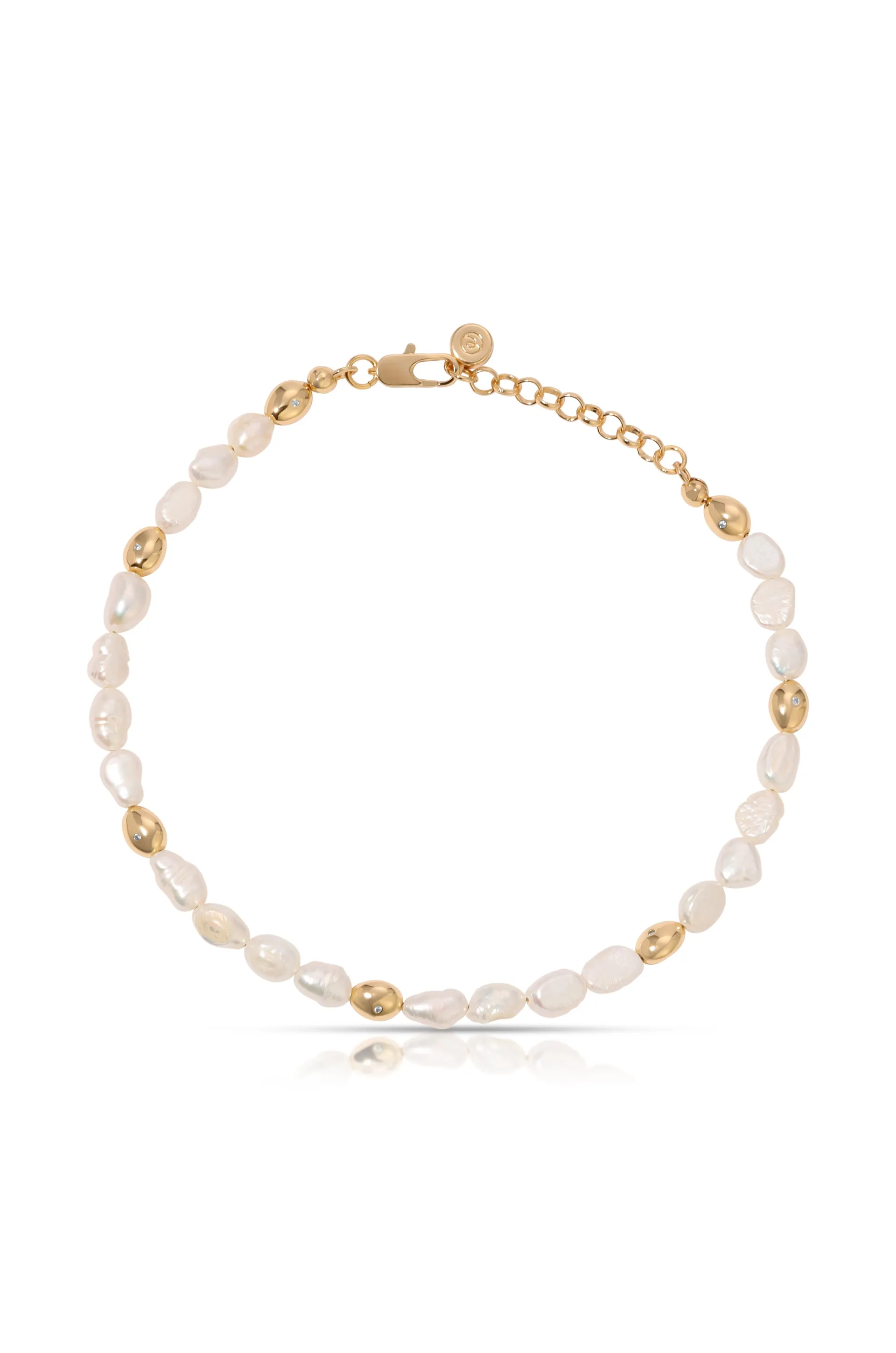 Freshwater Pearl Polished Pebble Anklet