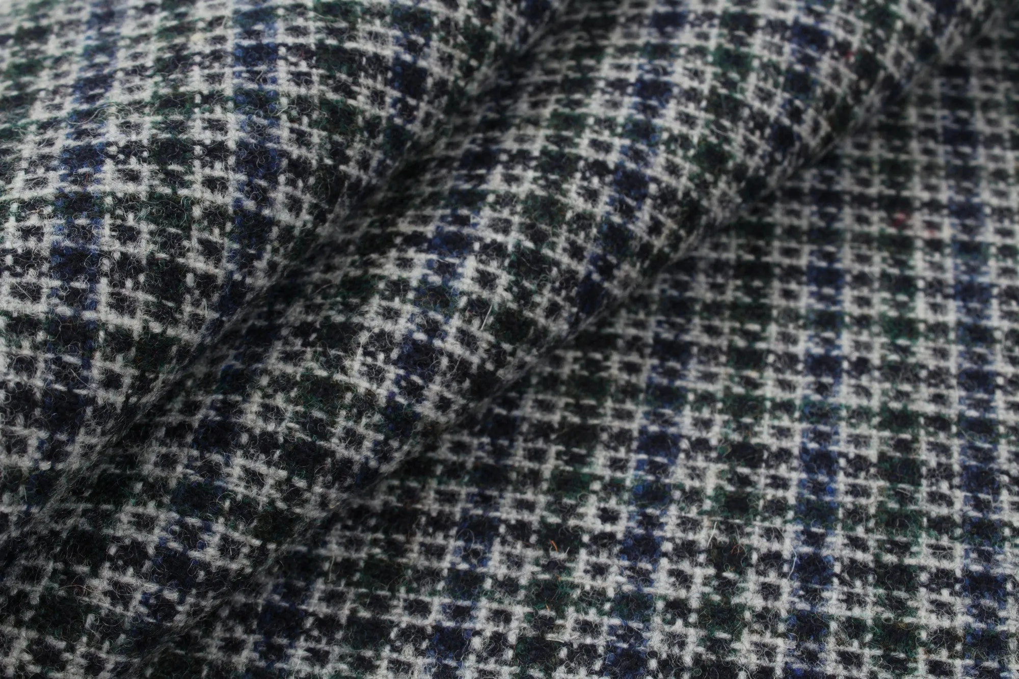 Geometric Recycled Wool for Coats - Basketweave Effect