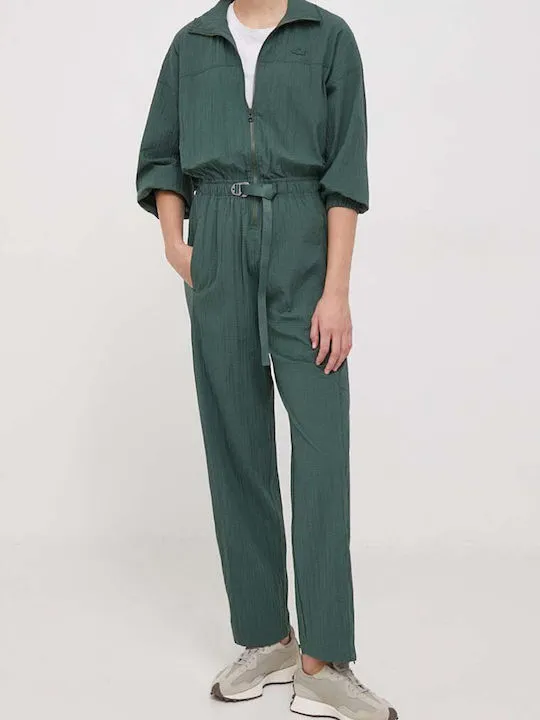 Lacoste Textured Belted Zip Neck Jumpsuit