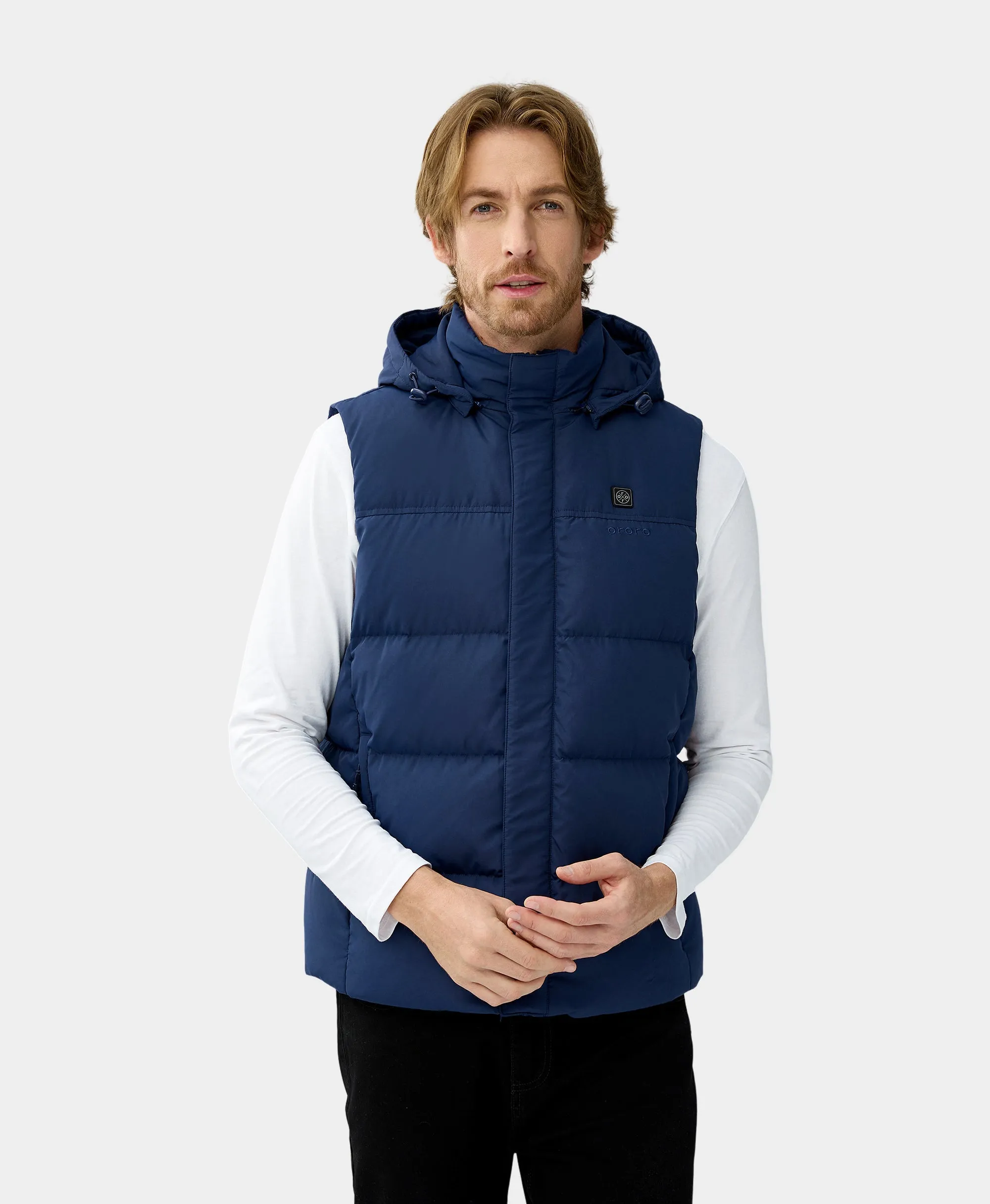 Men's Heated Down Vest - Black/Blue