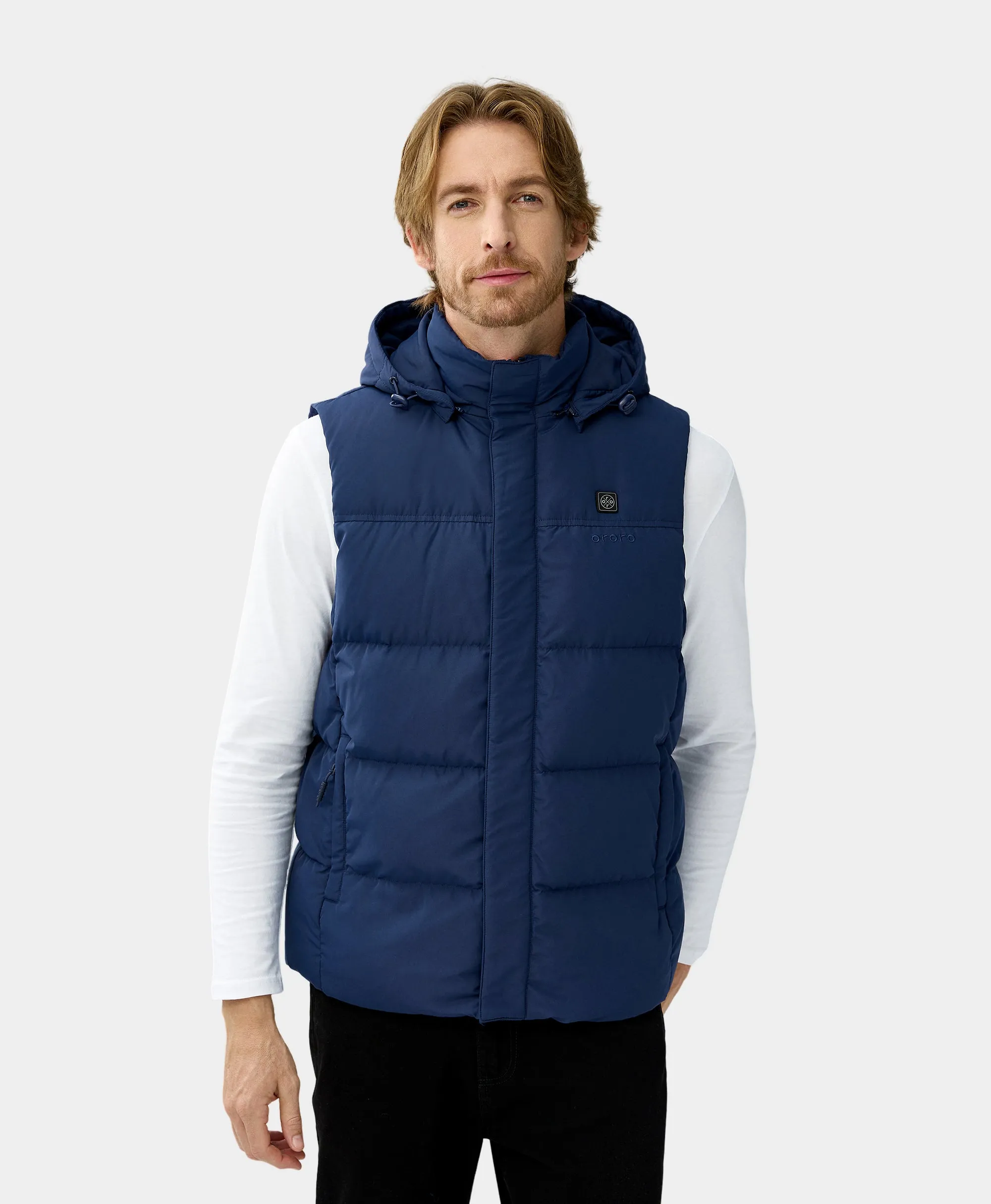 Men's Heated Down Vest - Black/Blue