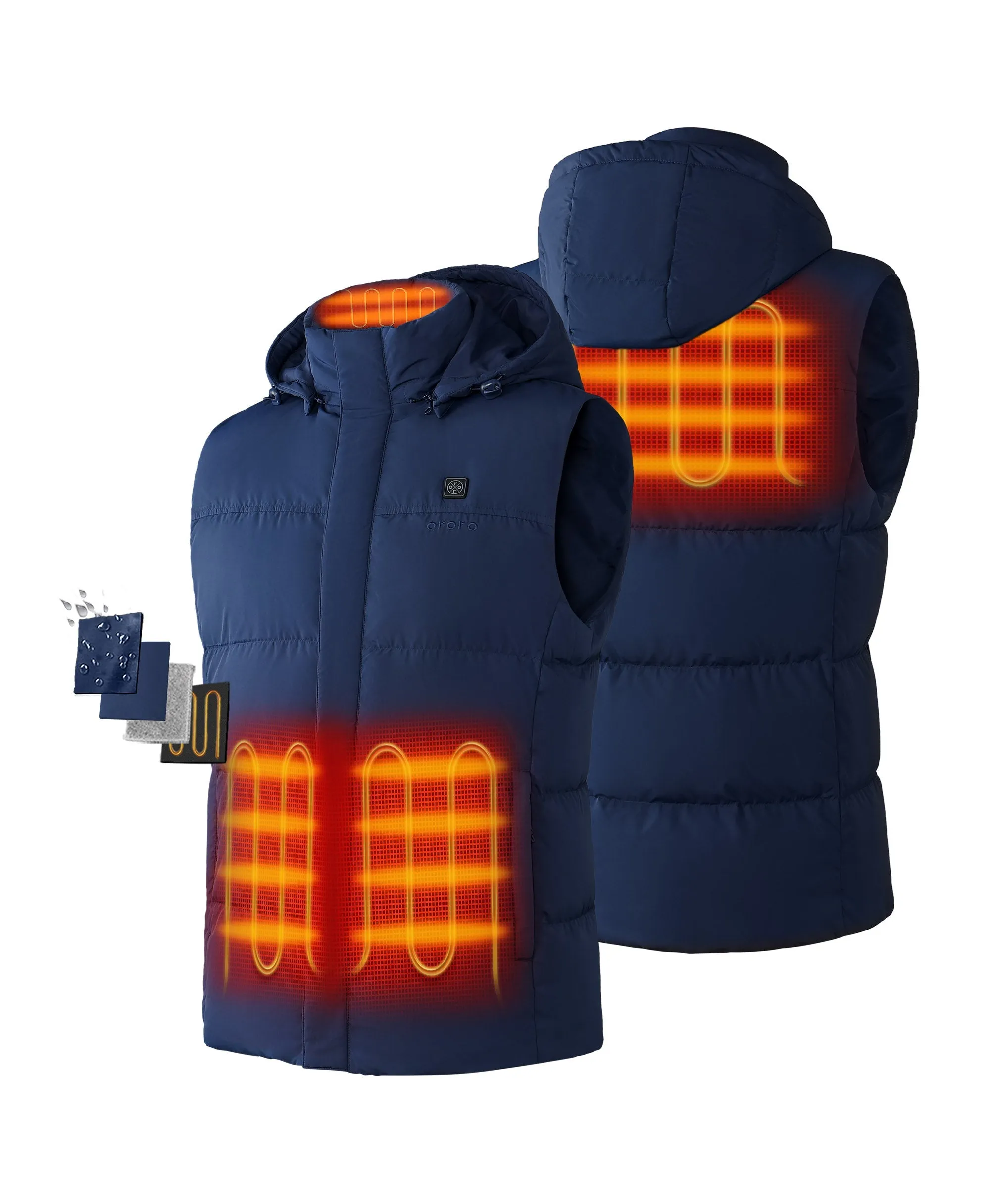 Men's Heated Down Vest - Black/Blue