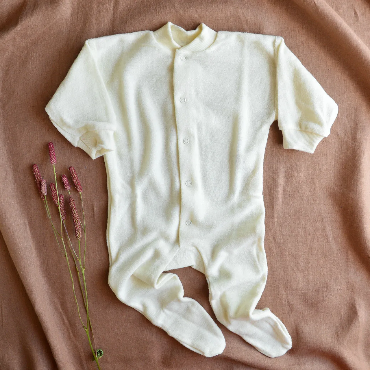 Onesie Sleepsuit in 100% Organic Merino Terry - Natural (0-6y)