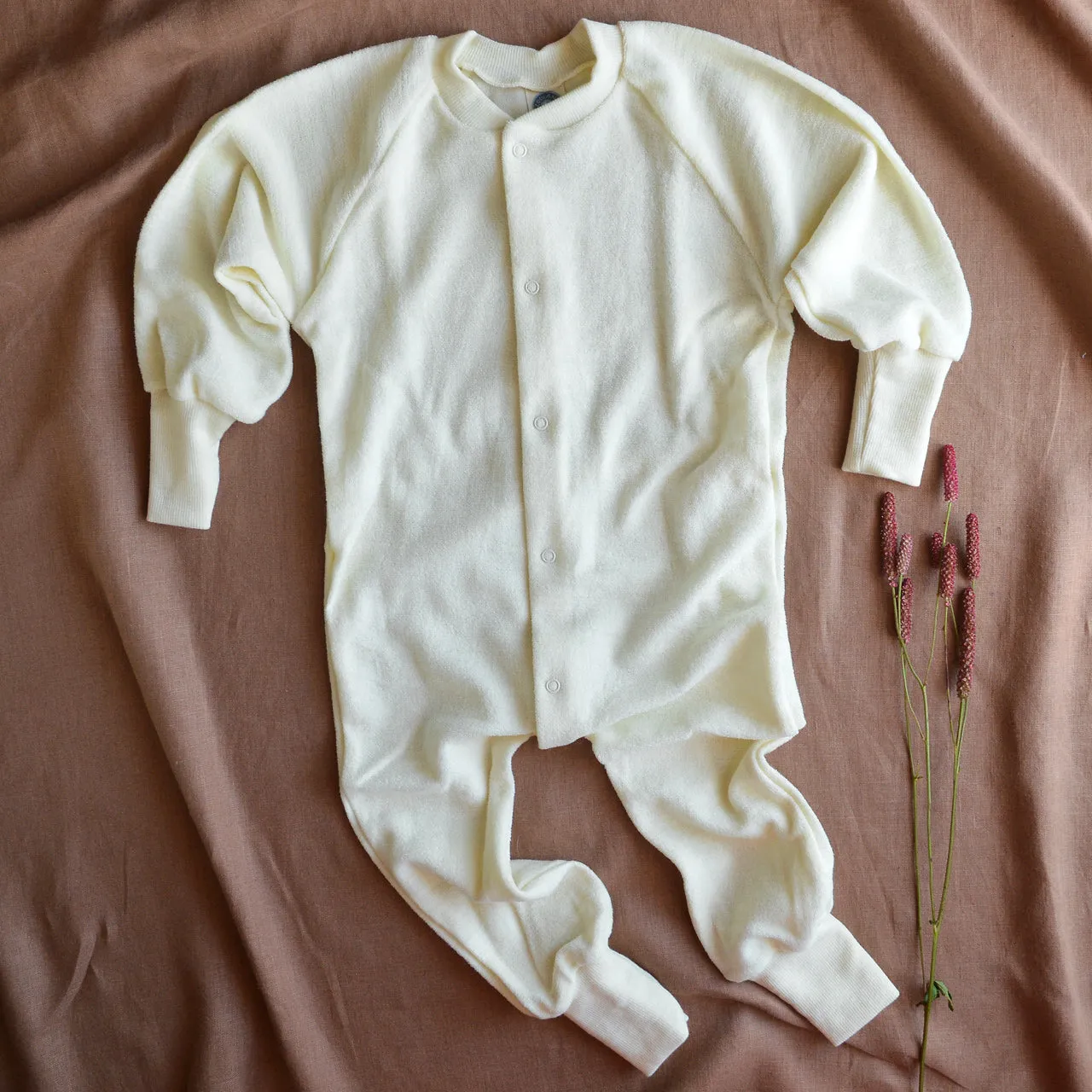 Onesie Sleepsuit in 100% Organic Merino Terry - Natural (0-6y)