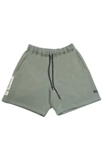 Unisex Grey-Green High-Waisted Oversized Shorts