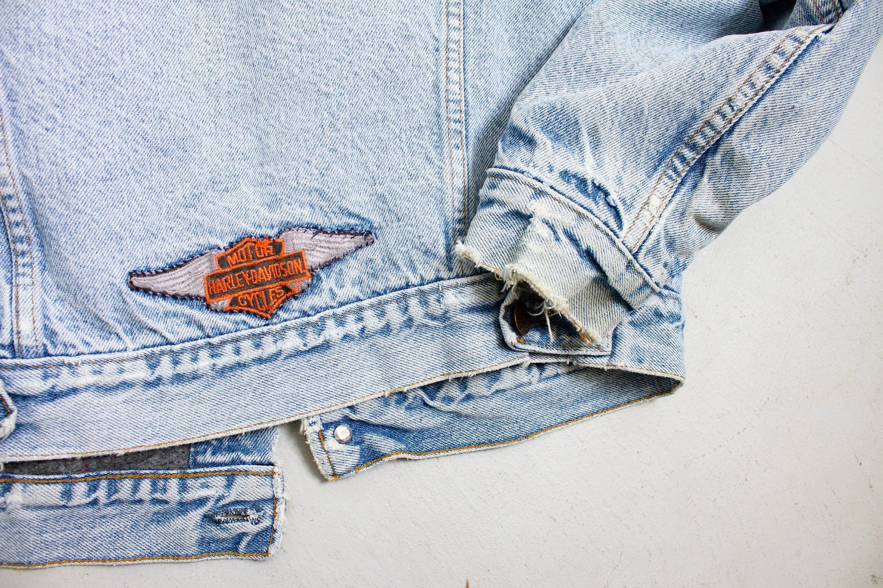 Vintage LEVI'S Denim Jacket Blanket Lined Jean Jacket Harley 1990s Small