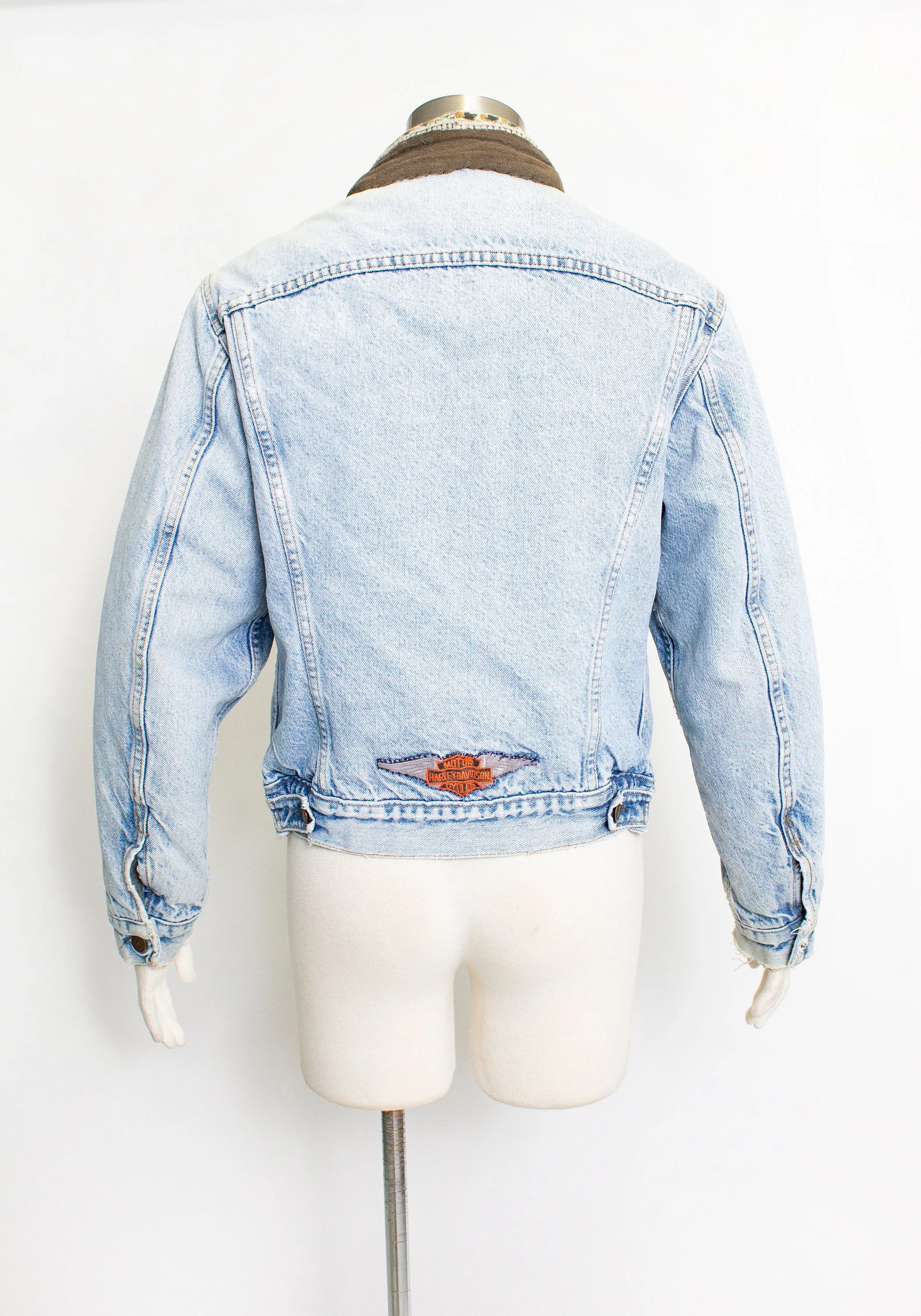 Vintage LEVI'S Denim Jacket Blanket Lined Jean Jacket Harley 1990s Small