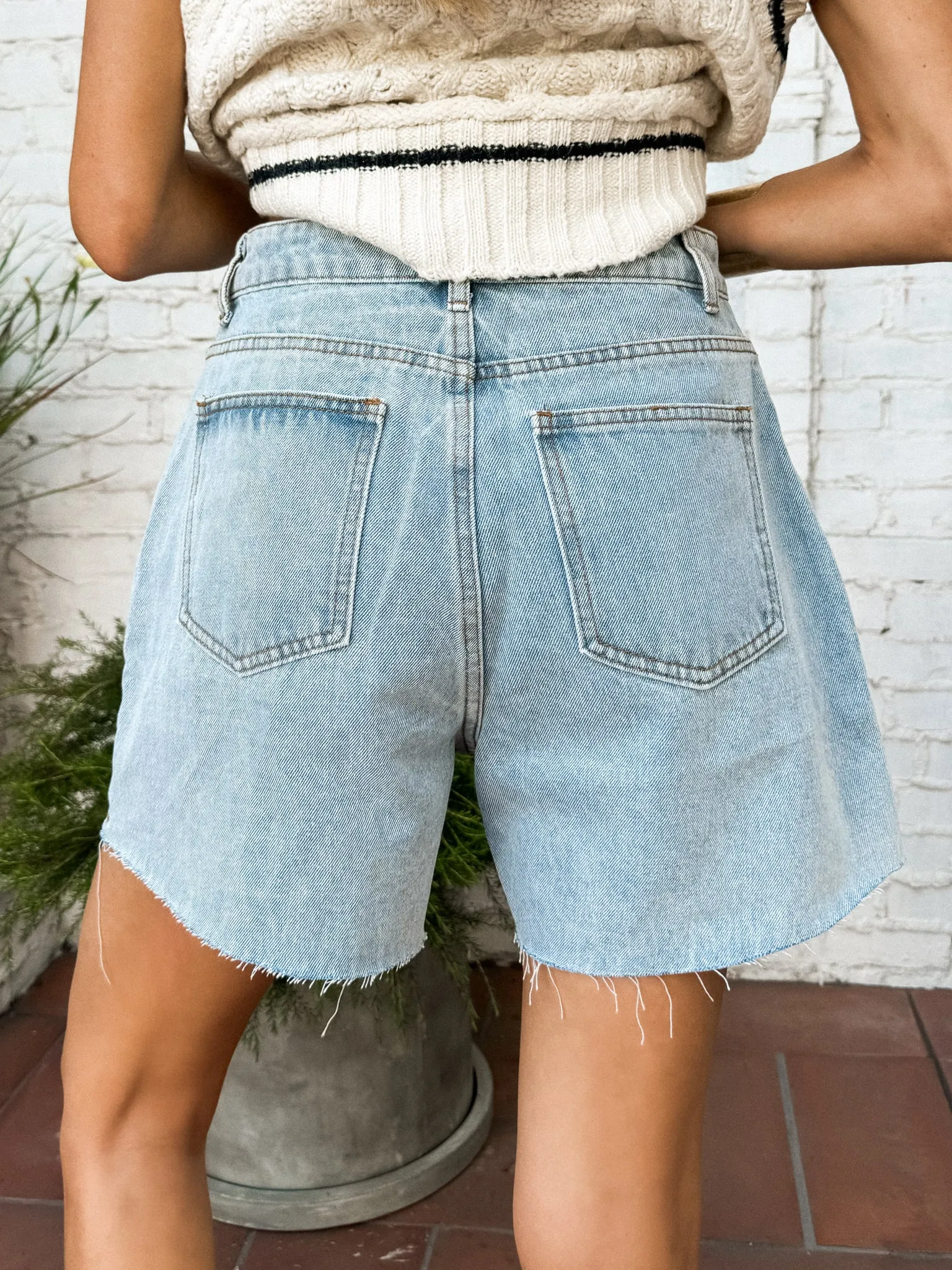 Washed Denim Mom Shorts